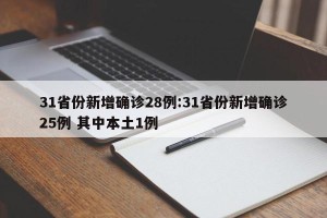 31省份新增确诊28例:31省份新增确诊25例 其中本土1例